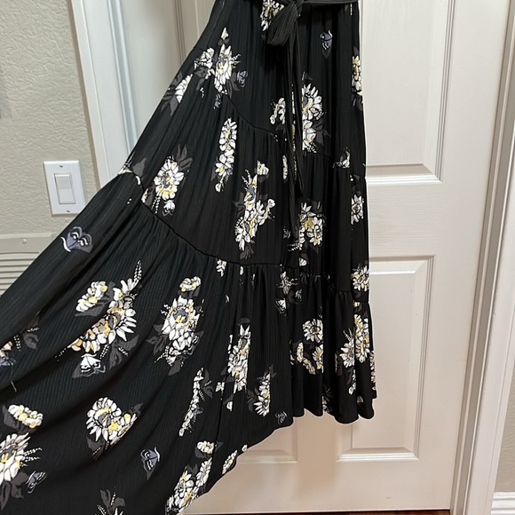 Free People All I Got Midi Maxi Dress Tiered Deep V Floral Boho Sz 0 - Picture 7 of 16